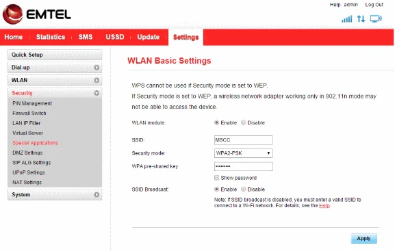 Emtel Wingle: Lots of settings for your personalised configuration and optimal usage