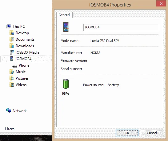 Change name of Windows Phone 8.l1 device in Windows Explorer