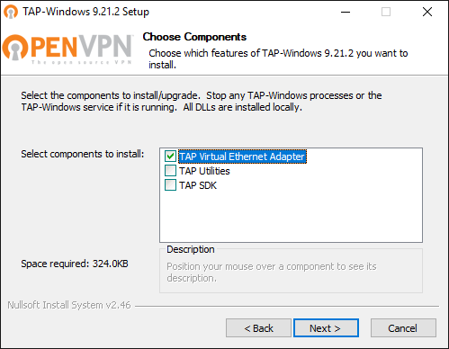 Install the OpenVPN tools for TAP-Windows based on NDIS