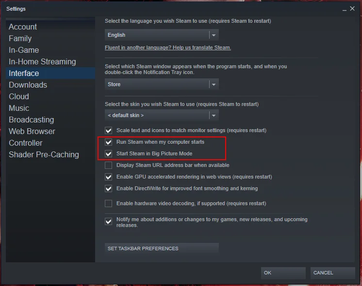 Launch Steam and its Big Picture Mode automatically