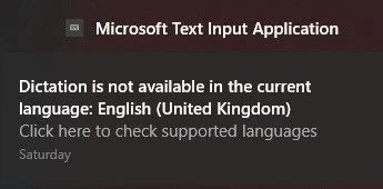 Availability of dictation feature is currently limited to certain languages