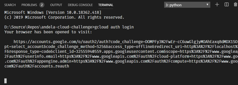 Log into Google Cloud Platform and authenticate your local gcloud session