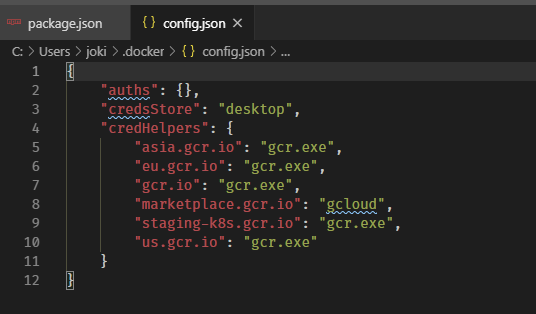 Docker configuration to connect to Google Container Registry