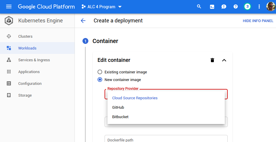 Selection of Repository Providers in Google Kubernetes Engine