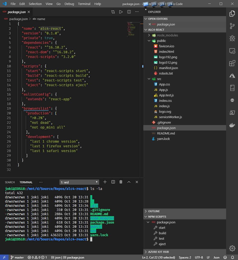 Inspect the React app in Visual Studio Code