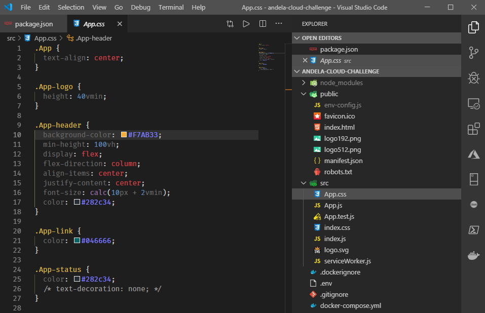 Changes to the application CSS file