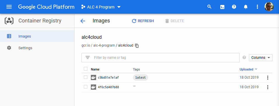 Available images to deploy with Kubernetes in Container Registry