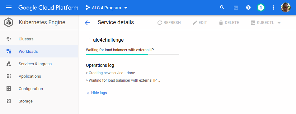 Waiting for the load balancer with external IP address