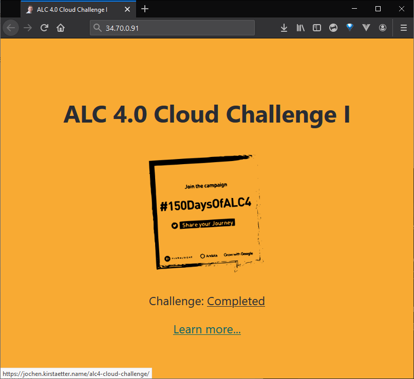 Cloud Challenge: Completed and with an updated URL
