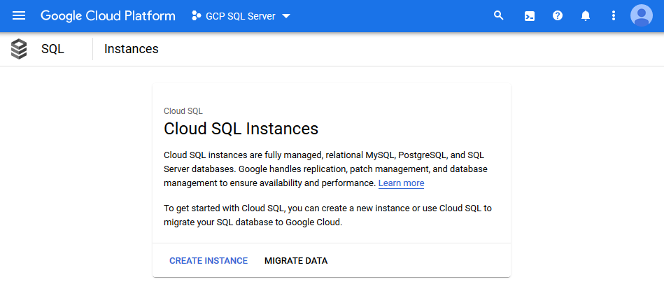 Microsoft SQL Server is offered as Cloud SQL instance