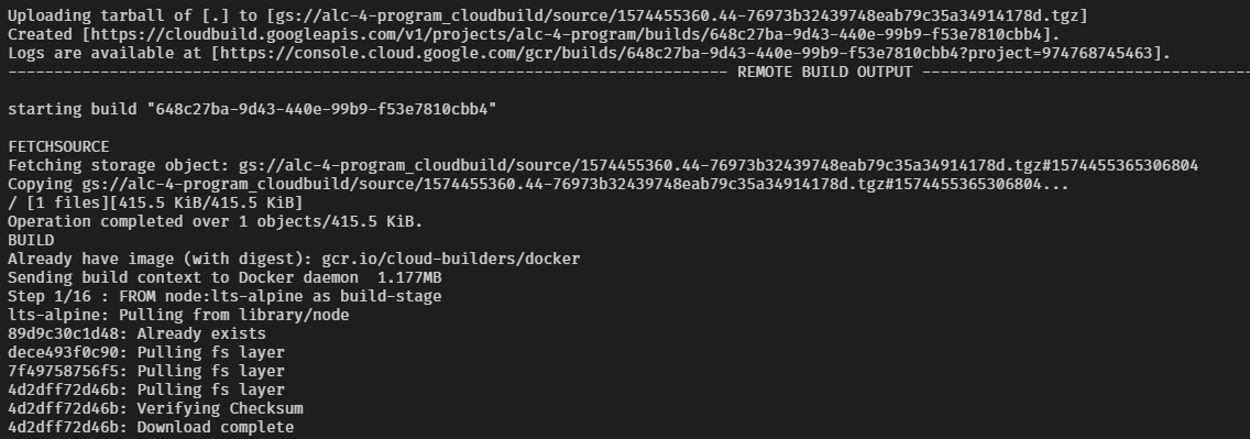 Submitting local development to Cloud Build
