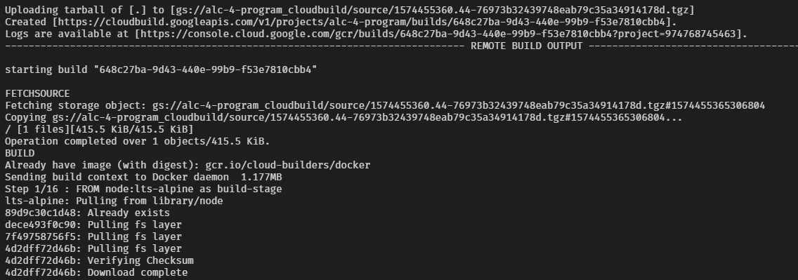 Submitting local development to Cloud Build