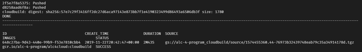 Successful creation of Docker image and upload to Google Container Registry