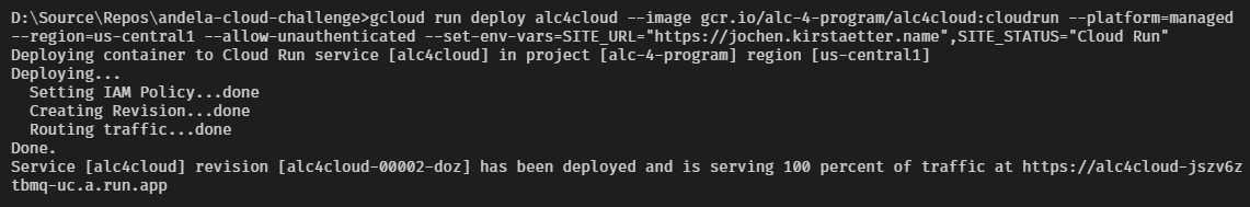 Successful deployment of a service revision on Cloud Run