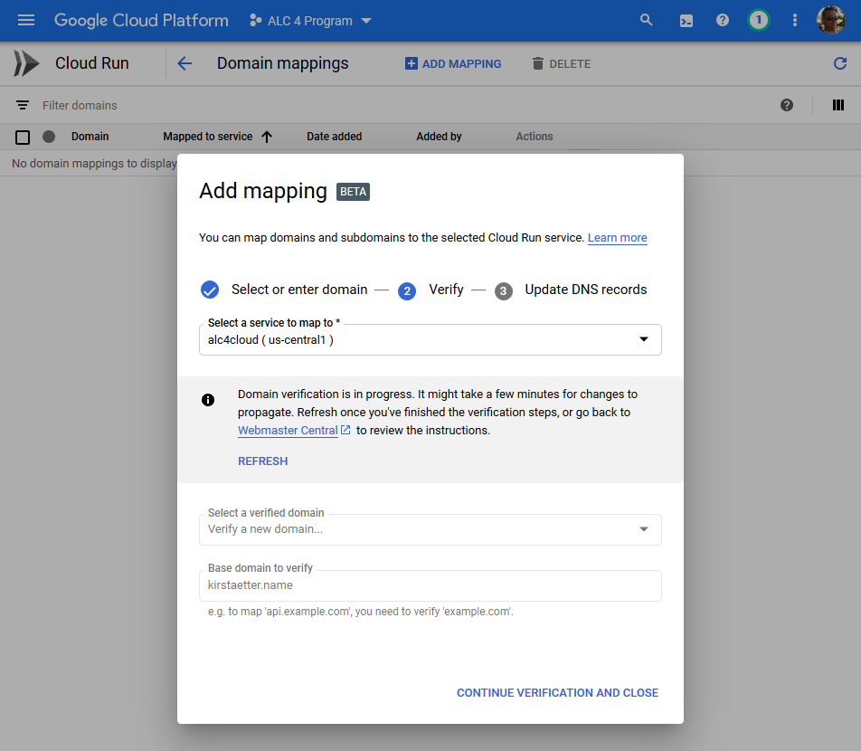 Optionally, your domain needs to be verified, if not already