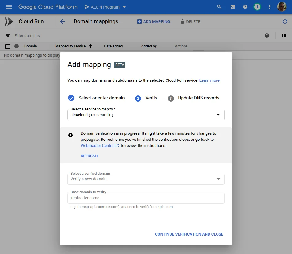 Optionally, your domain needs to be verified, if not already