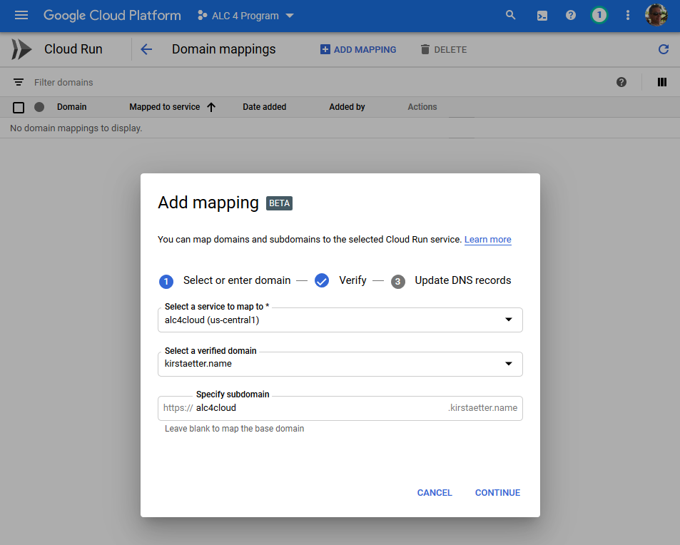 Map your service to your custom domain