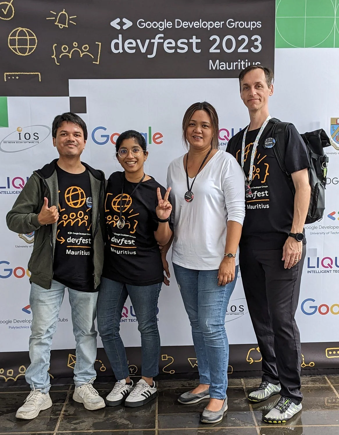 DevFest / GDG Mauritius core organising team: Ish, Shelly, Mary Jane and I (from left to right)