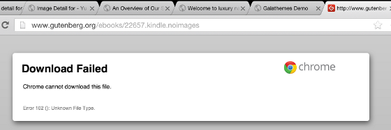 Chrome fails to open .mobi files for Kindle for iPad