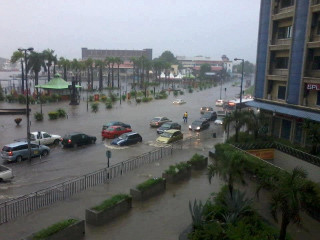 Waterfront in Port Louis flooded