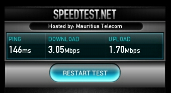 Speedtest.net result of 31.05.2013 between Cascavelle and Port Louis (Orange)