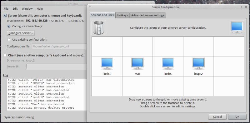 Configuration of machines in Synergy server