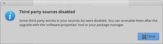 Ubuntu is playing safe and third party repositories are disabled during the upgrade