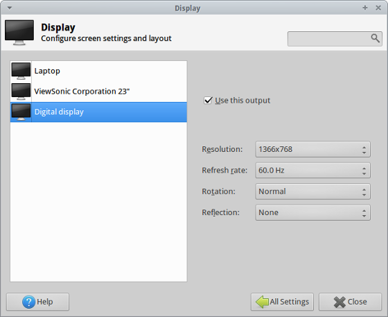 Using the Display dialog in Xubuntu's Settings Manager