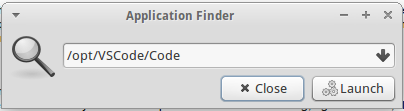 Launch Visual Studio Code from the Application Finder with fully qualified path to executable
