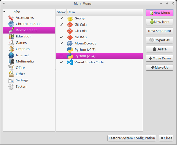 Visual Studio Code as proper entry in the main menu of Xubuntu