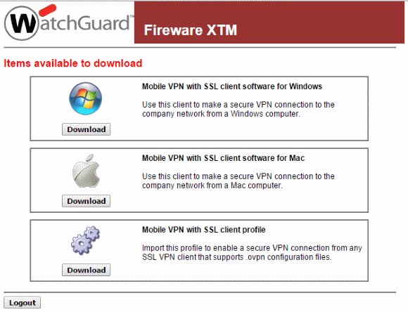 Download the Mobile VPN with SSL Client Profile directly from the WatchGuard appliance